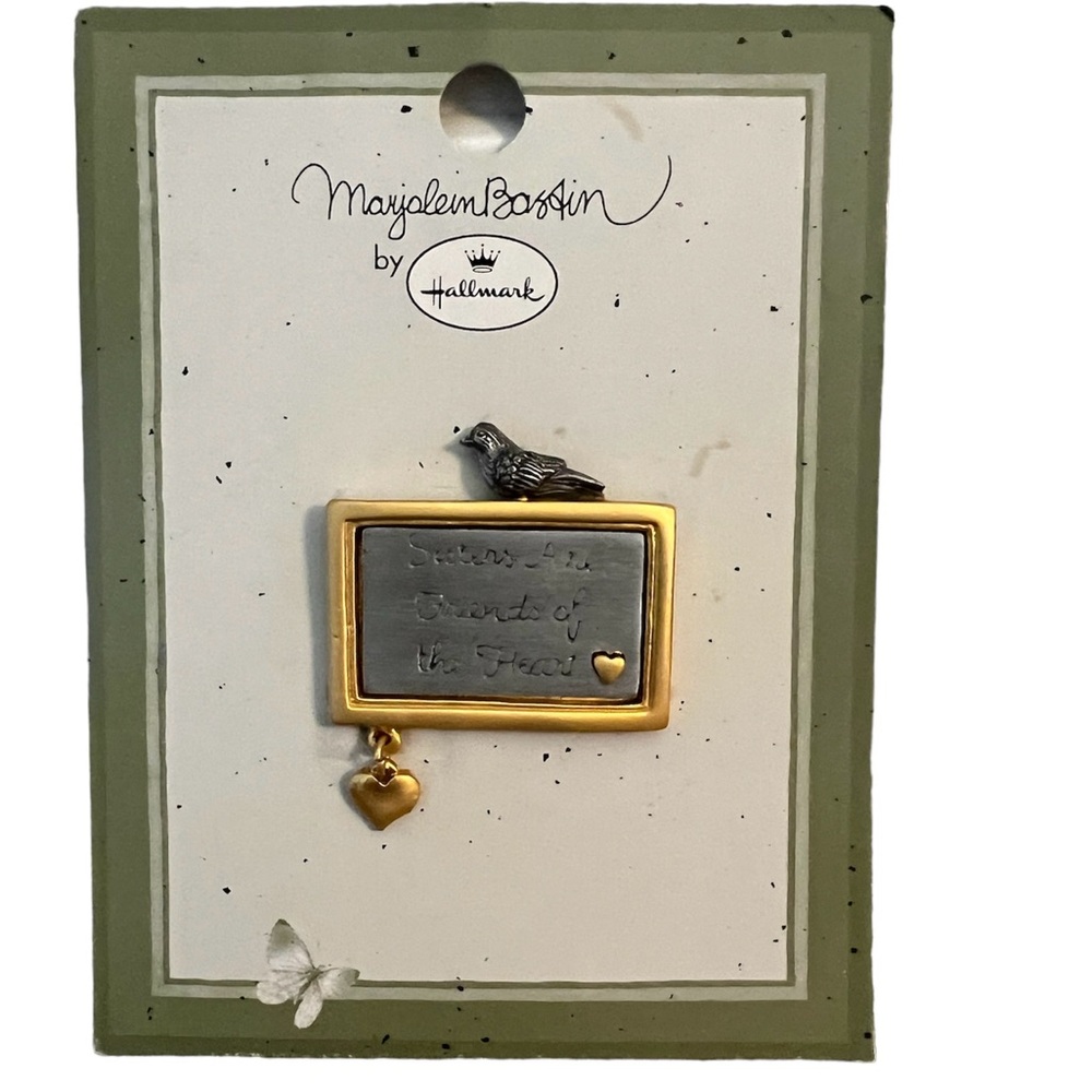 Vintage Sisters Brooch Pin Hallmark Artist Marjolein Bastin Gold Silver Mix Tone